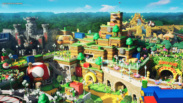 A birds-eye view of Super Nintendo World.