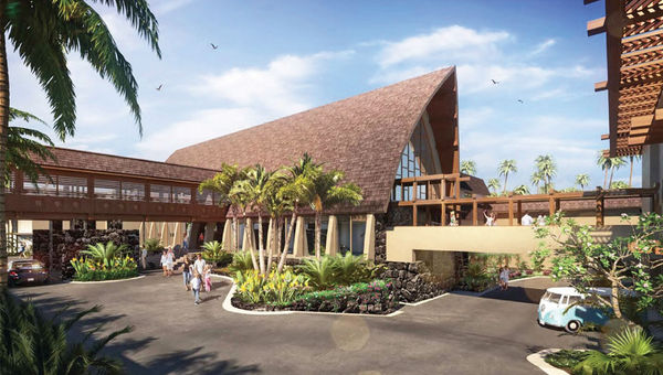 A rendering of the entrance to Coco Palms, A Kimpton Resort.