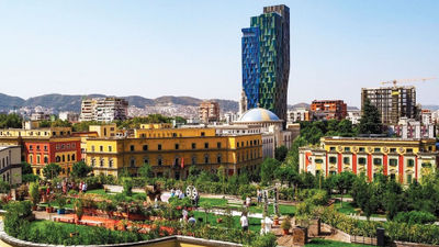 Skanderbeg Square in Tirana, Albania.