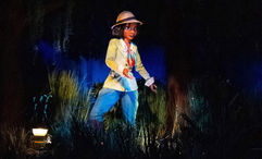 An audio-animatronic figure of Princess Tiana as seen on Tiana's Bayou Adventure.