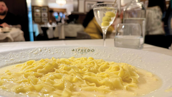 Fettucine Alfredo at Alfredo alla Scrofa, where the dish originated.