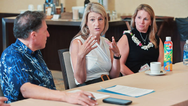 From left, Travel Weekly editor in chief Arnie Weissmann, who moderated; Kama Winters, Delta Vacations; and Melissa Krueger, Classic Vacations.