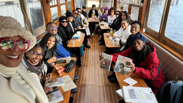 Participants on a Black Cultural Heritage of Amsterdam tour.