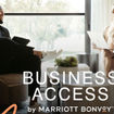 A promotional image from Marriott International highlighting the company's Business Access by Marriott Bonvoy, a travel management platform designed for small- to medium-sized businesses.