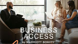 A promotional image from Marriott International highlighting the company's Business Access by Marriott Bonvoy, a travel management platform designed for small- to medium-sized businesses.