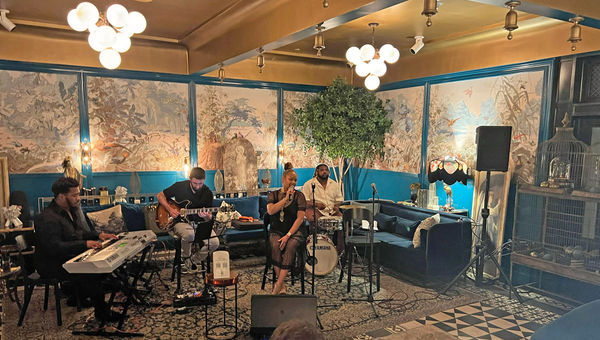 Musicians in the Peacock Room in the Kimpton Hotel Fontenot.