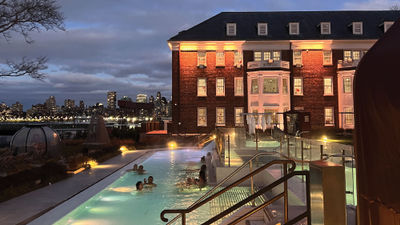 QC NY Spa on Governors Island has several pools with views of Manhattan as well as an indoor facility with saunas, steam rooms and relaxation areas.