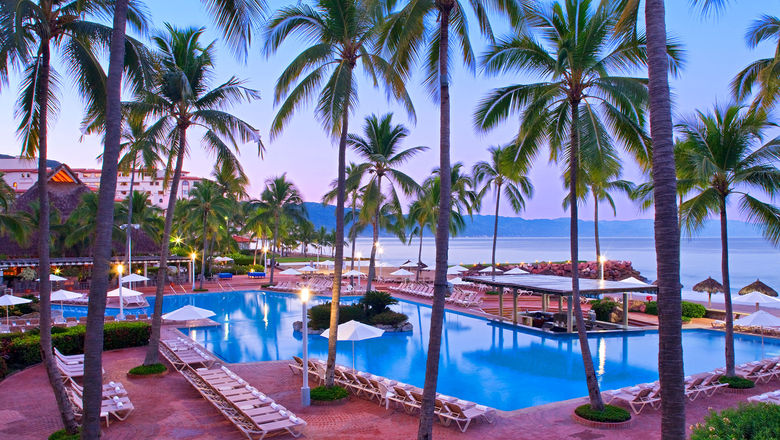 The Sheraton Buganvilias Resort & Convention Center has a large pool with stunning views of the Bay of Banderas.