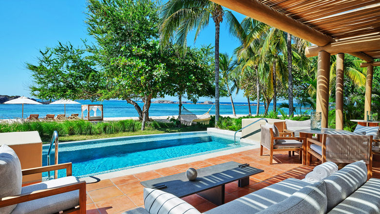 The new beachfront villas at the St. Regis Punta Mita all feature private plunge pools and outdoor living areas.