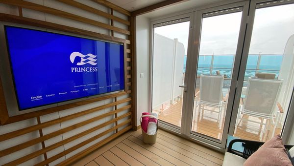 The cabana-style TV room in the Cabana Mini Suite leads to a patio facing a restricted-access sundeck.