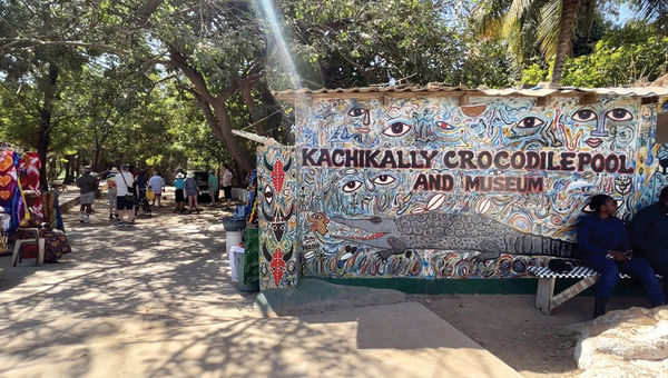 The colorful entrance to Kachikally in Bakau, Gambia.