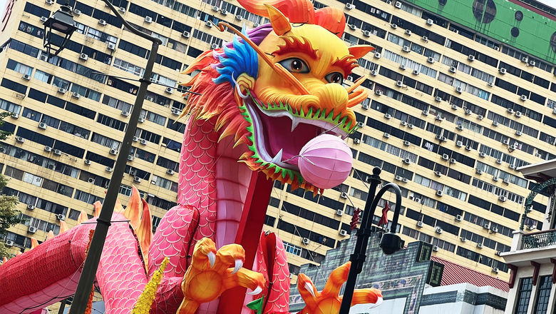 A dragon decoration in Singapore's Chinatown to celebrate Lunar New Year.