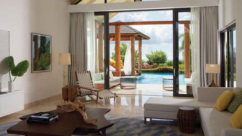 The interior of a top-tier accommodation at the InterContinental Dominica Cabrits Resort & Spa.