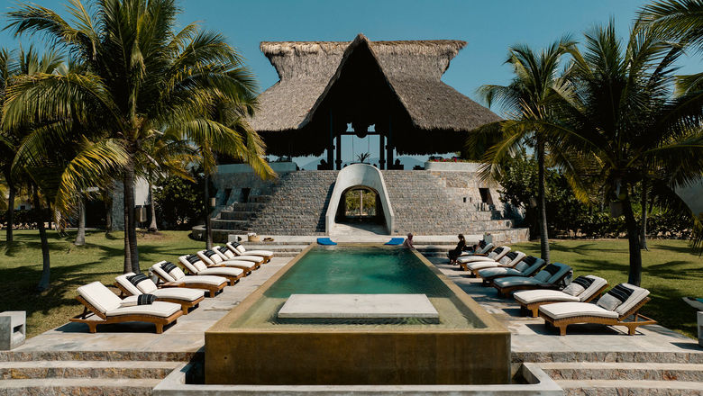 A Los Angeles-based art collector and high-end event organizer for brands like Armani and The Getty has teamed up with one of Mexico's top architects to create an eight-bedroom wellness sanctuary in Zihuatanejo.