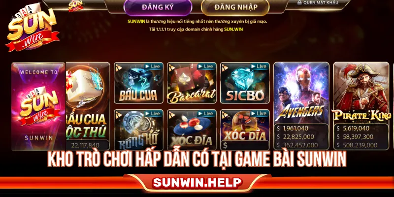 Các trò game bài phổ biến tại Sunwin